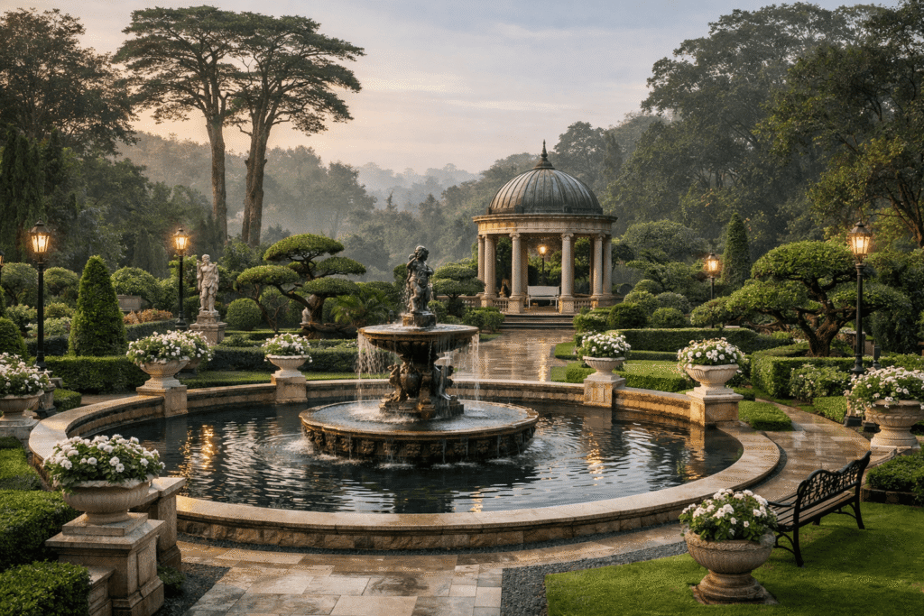 Desain Taman Klasik Elegan dengan Nuansa Mewah di Bogor